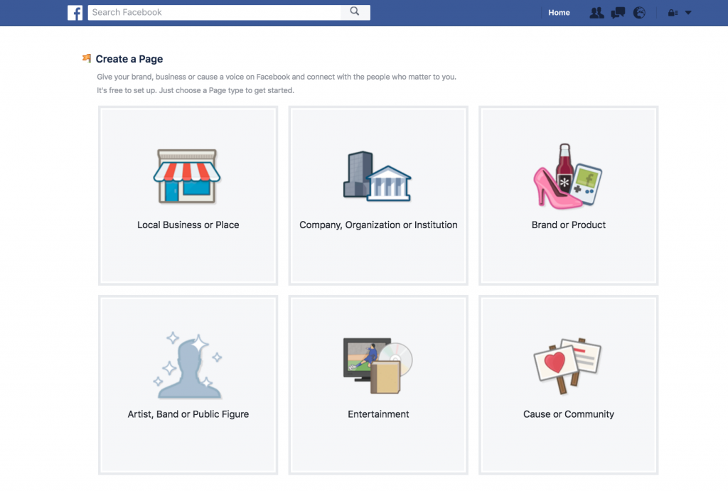 Select Facebook Page Type