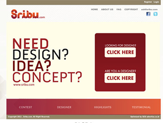 Homepage Sribu.com yang pertama