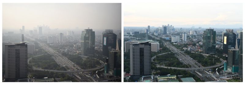 pollution in Jakarta before and during lockdown