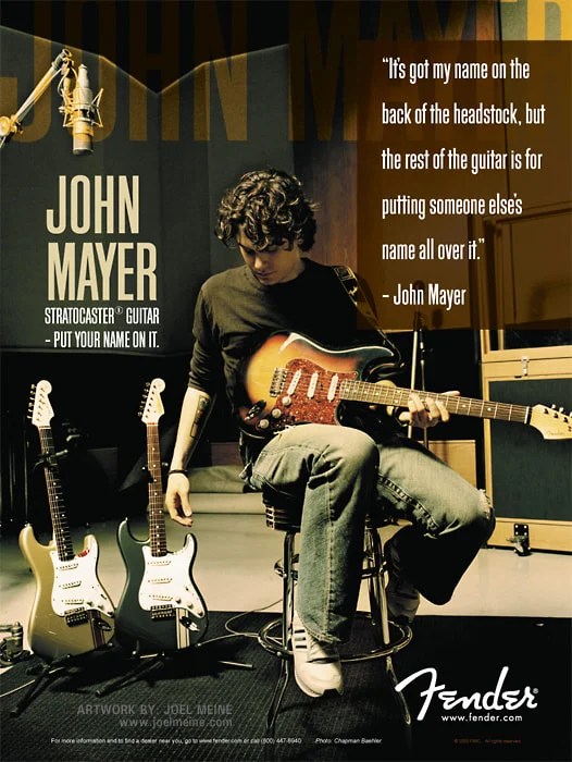fender guitars john mayer 2005 advertisement