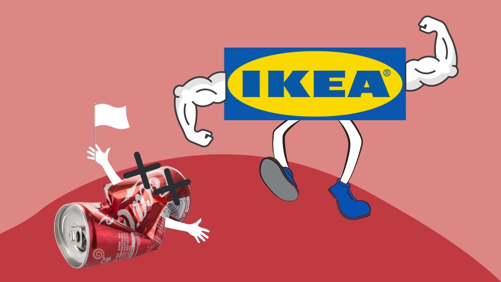 Illustration of Beaten Up Coca Cola and Strong IKEA