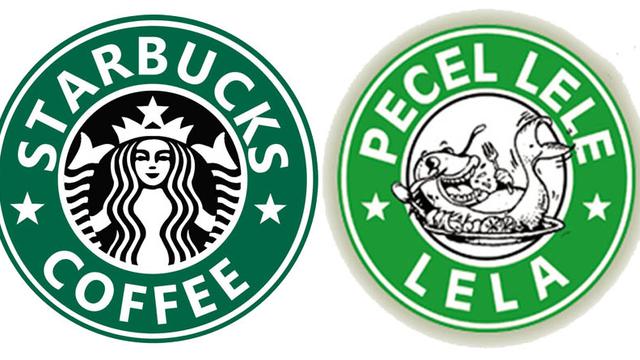 logo starbucks & pecel lele lela yang mirip